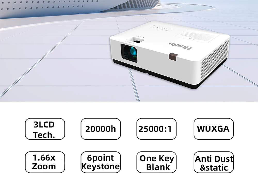 Yinzam E400 3LCD High Lumens Video Projector, Applicable Education Meeting Projector with 1.6X Zoom 6 Point Keystone Proyector