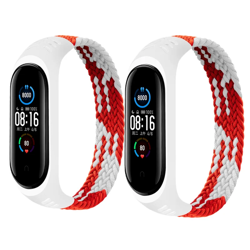 Arco-íris Braid Nylon Pulseira para Xiaomi, Pulseira Confortável, Mi Band 6, 5, 4, 3, Smartwatch, Moda