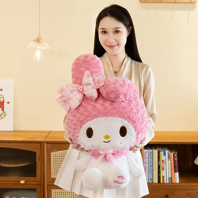 60 cm Kawaii Melody Knuffel Leuke Roze Cartoon Sanrio Gevulde Pop voor Meisjes Grote Zachte Teddybeer Verjaardag Kerstcadeau voor Kinderen