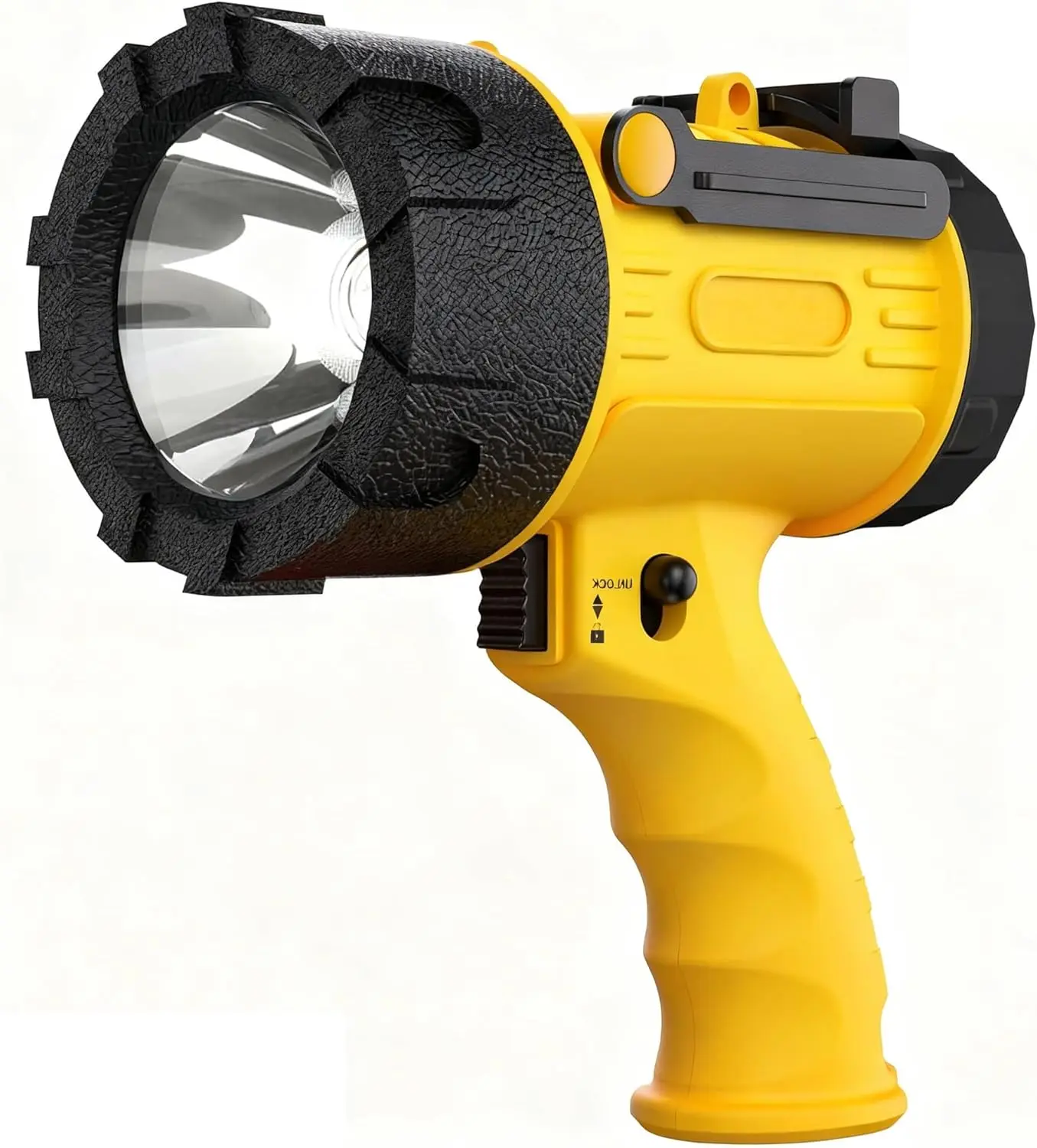 كشاف LED قابل لإعادة الشحن بقوة 200,000 لومن، مقاوم للماء IP67، وقت تشغيل 12 ساعة، مقاوم للصدمات مع عدسة حمراء قابلة للفصل