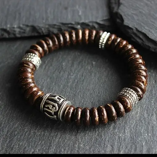 Coconut Shell Single-circle Lucky Bracelet 12*4MM Loach Back Indonesian Old Material Natural Authentic Black Gold Coconut Shell