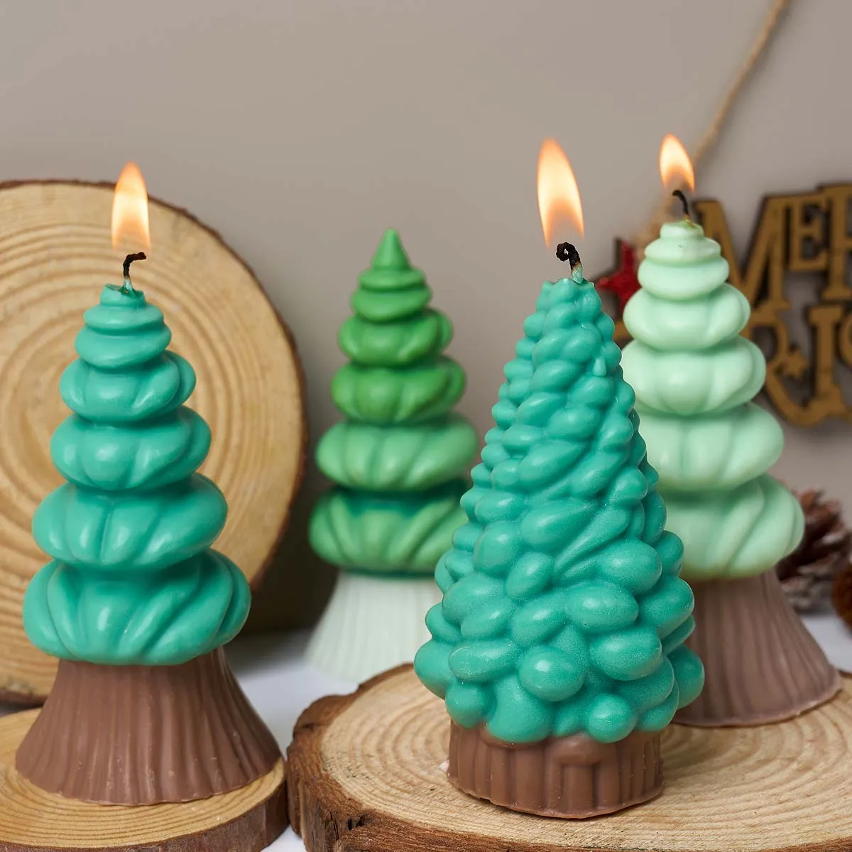 3D Weihnachtsbaum Silikon Kerze Form DIY Gips Zement Gussformen Aromath Seife Harz Handwerk Machen Weihnachten Dekor Liefert