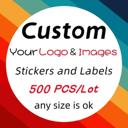 500PCS Custom Stickers and Customized Logos Wedding Birthday Baptism Stickers Design Your Own Logo Stickers Personalize Stickers