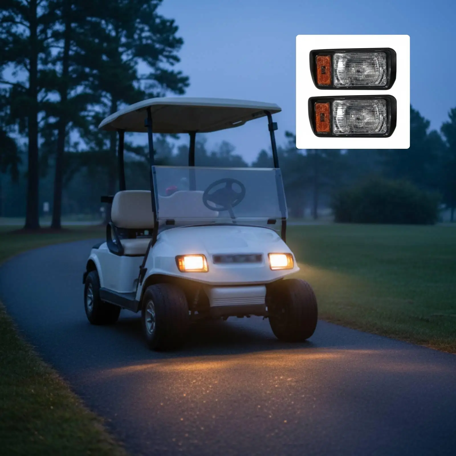 Golf Cart Headlight Halogen OEM Style Front Lighting Kit for EZGO Club Car DS Driver Passenger Side