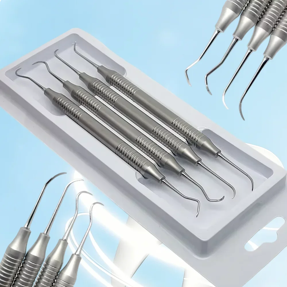 

4Pcs/set Dental Tooth Scaler Kit Dental Double-Ended Design Teeth Cleaning Tool Stainless Steel Dentistry Instrument Tools