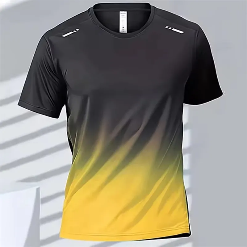 CHRLCK Men's Running Quick Drying T-shirts Breathable Hiking Fishing Tees Soft Elasticity Outdoor Sports Short Shirt Summer image 4