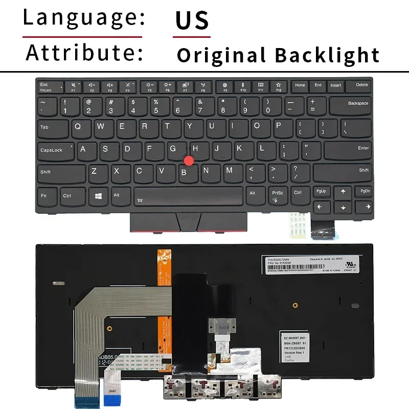 Replacement Backlit Laptop Keyboard for Lenovo ThinkPad T470 T480 A475 A485 P/N 01AX569 01AX487 01AX528 01HX419 US RU SP Layout view 4