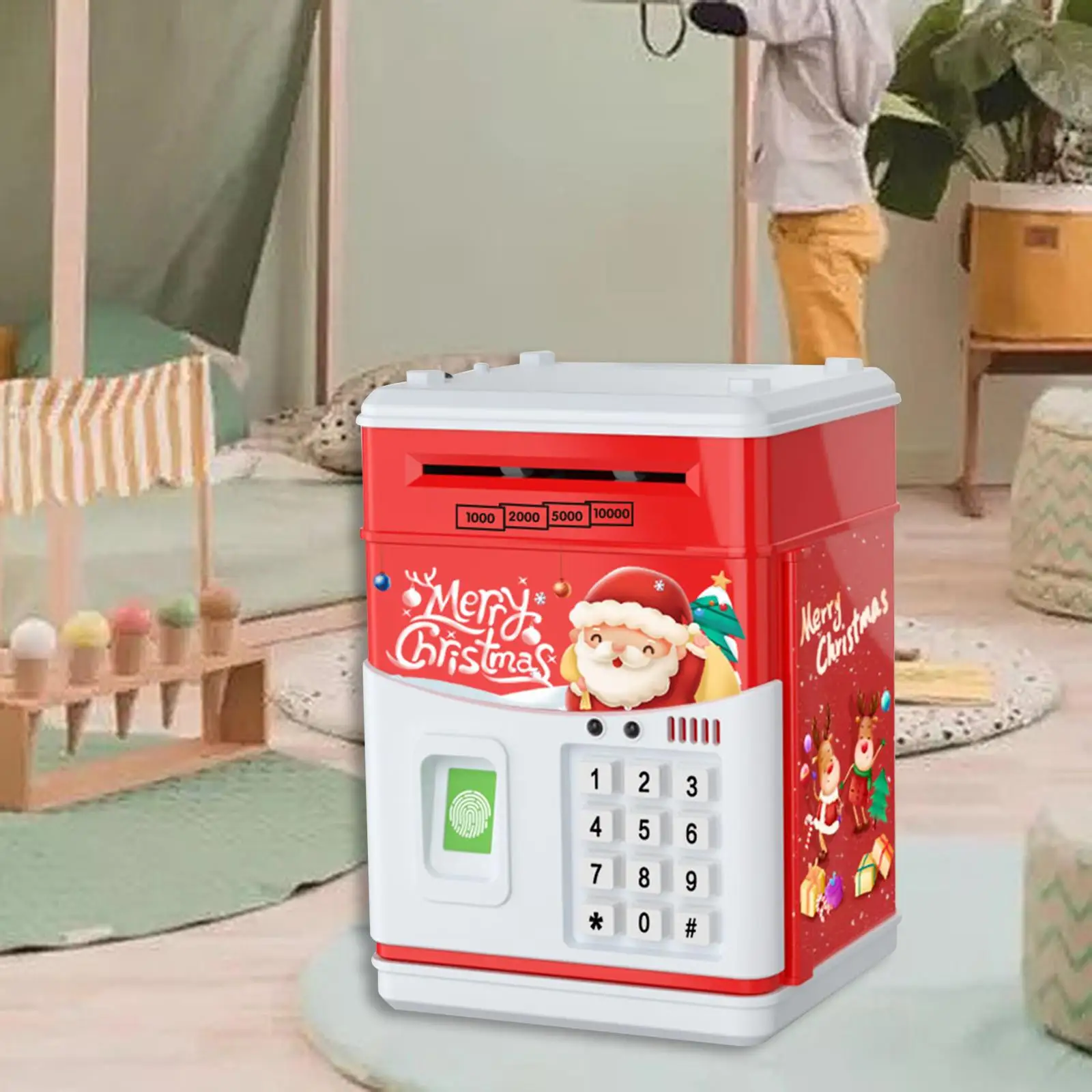 크리스마스 돼지 저금통 음악과 빛 돈 절약 상자, 3-8 세