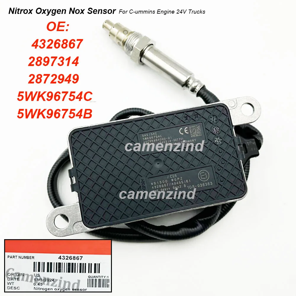 

5WK96754C 4326867 5WK96754B High Quality Nox Nitrogen Oxide Sensor For C-ummins Truck 24V 2897314 2872949 4326475 4326867RX