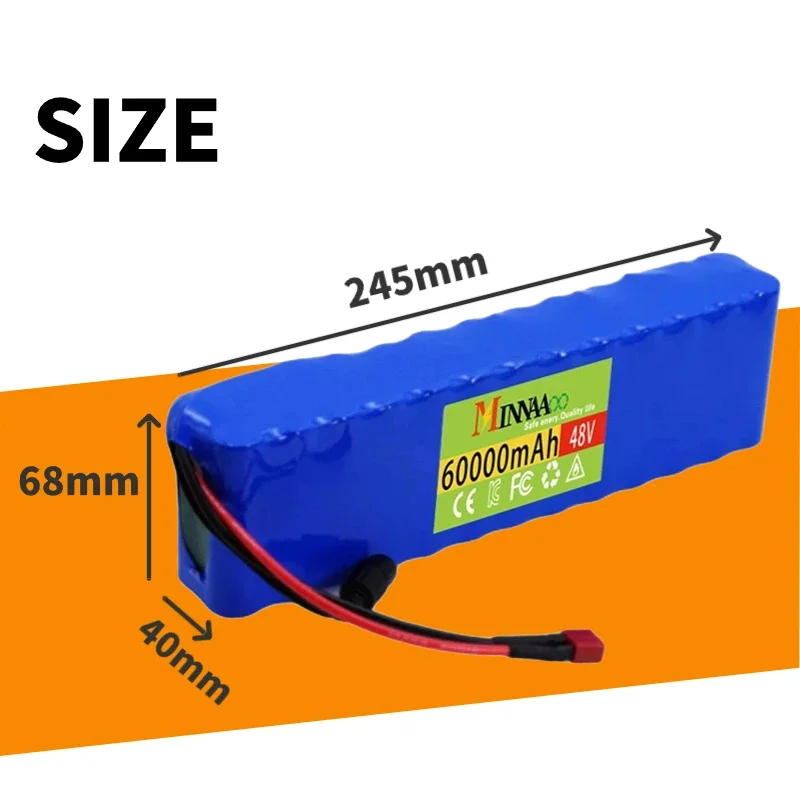 13S2P 48V Replacement Lithium Battery for Bafang electric bike with BMS and XT60 DC Plug Li-ion Battery with Capacity 60Ah