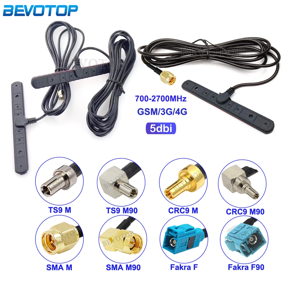1Pcs RG174 CRC9/TS9/SMA/Fakra Connector T Type GSM 3G/4G Antenna 700-2700MHz 5dbi Antenna RG174 RF Coaxial Extension Cable