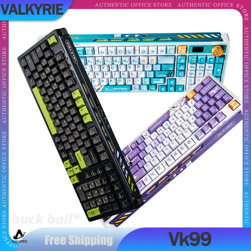 VALKYRIE VK99 Gamer Mechanical Keyboard With TFT 3 Mode 2.4G Wireless Bluetooth Keyboards Hot Swap RGB Backlit Gaming Keyboards