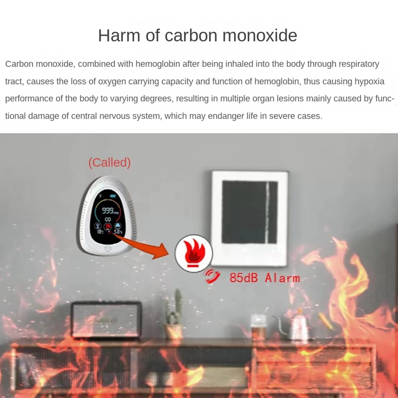 High Quality Home Outdoor Carbon Monoxide Smoke Alarm Garage Camping Anti-Poisoning Detector Wifi Remote Control Detector