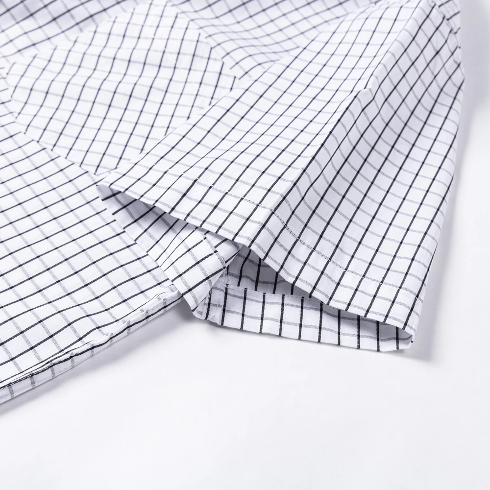 Men's British Casual Cotton Plaid Short Sleeve Shirt - Lightweight Summer Checkered Button-Up with Pocket For Daily Outerwear