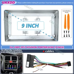 For 2009-2012 Hyundai PORTER H100 9inch 2 Din Car stereo radio Android frame panel fascia cable video harness adapter dashboard