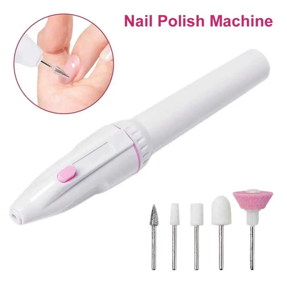 5 في 1 مجموعة مثقاب أظافر كهربائية صغيرة مانيكير وباديكير طحن تلميع مسمار الفن الرملي ملف أدوات القلم آلة #1