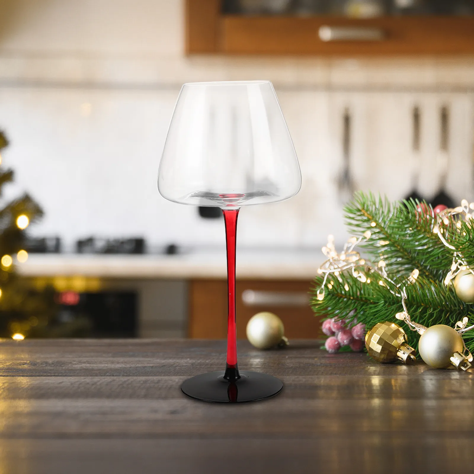 

Burgundy Wine Glasses Red Stem 710Ml High Stem Goblets Crystal Glasses Comfortable Grip Party Wine Tasting Elegant Stemware