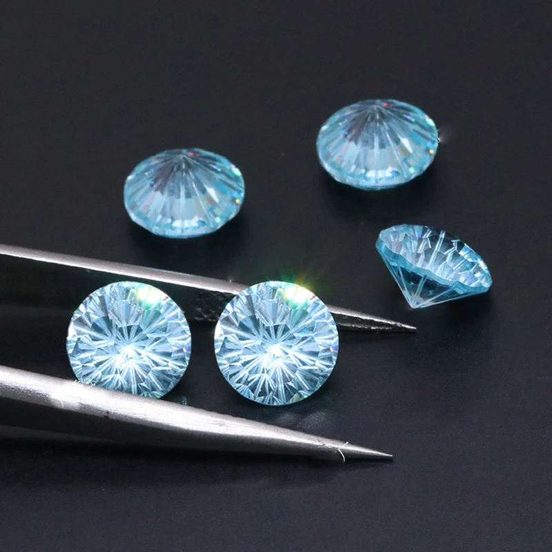 جولة سموكي قطع حجر زركونيا مكعب ، الأزرق الداكن ، اكسسوارات المجوهرات ، ديي ، 6x6 مم