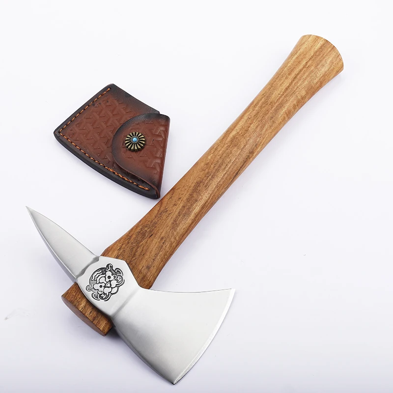 

2025 New Particle Sandalwood Handle Outdoor Camping, Mountaineering, Fishing Multi functional Axe Tool