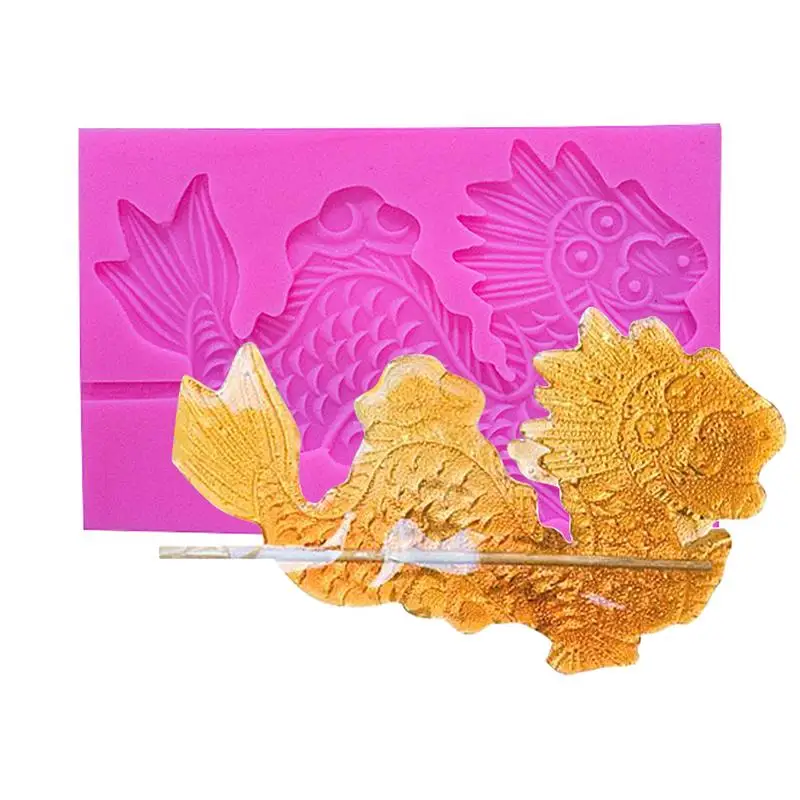 Silicone Dragon Mold Dragon Fondant Mold Silicone Animal Mould for DIY Making Cookie Chocolate Lollipop Dessert Resin Craft