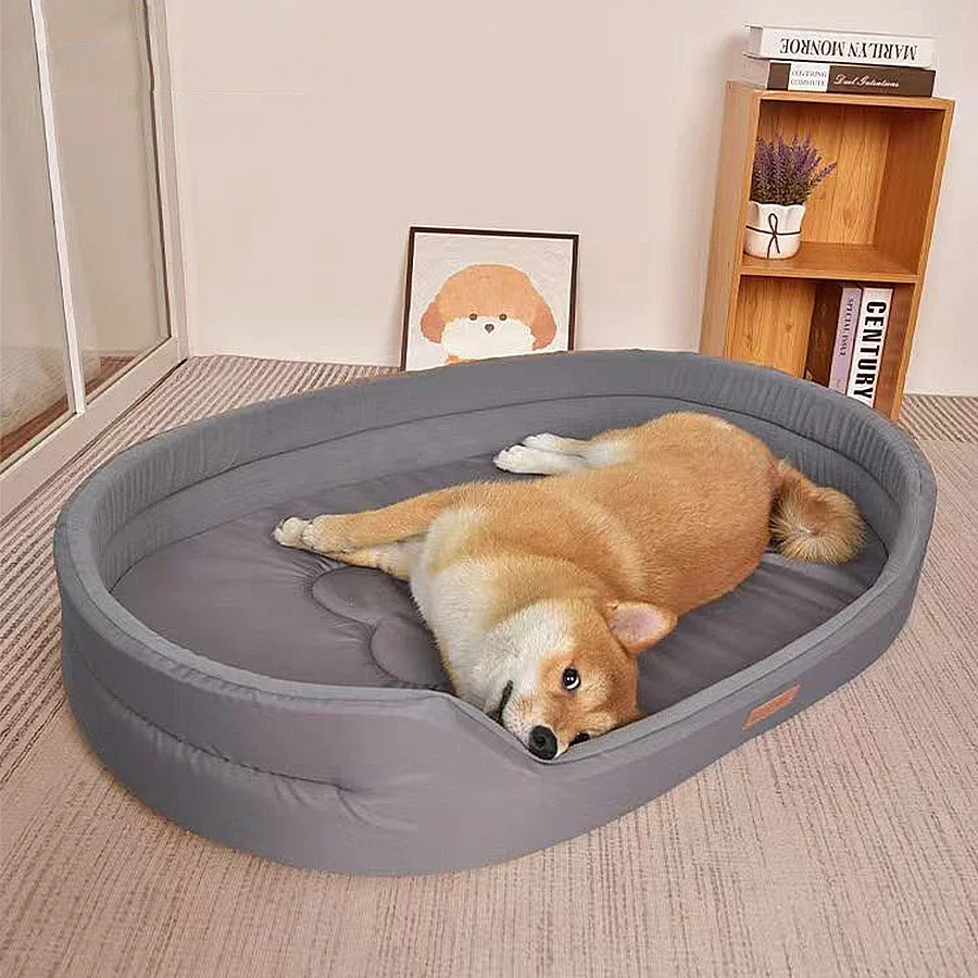 Oval Dog Bed, Large Space Pet Bed, Oxford Cloth Waterproof, Dual-Purpose Inner Pad, Suitable for Small/Medium/Large Cats & Dogs