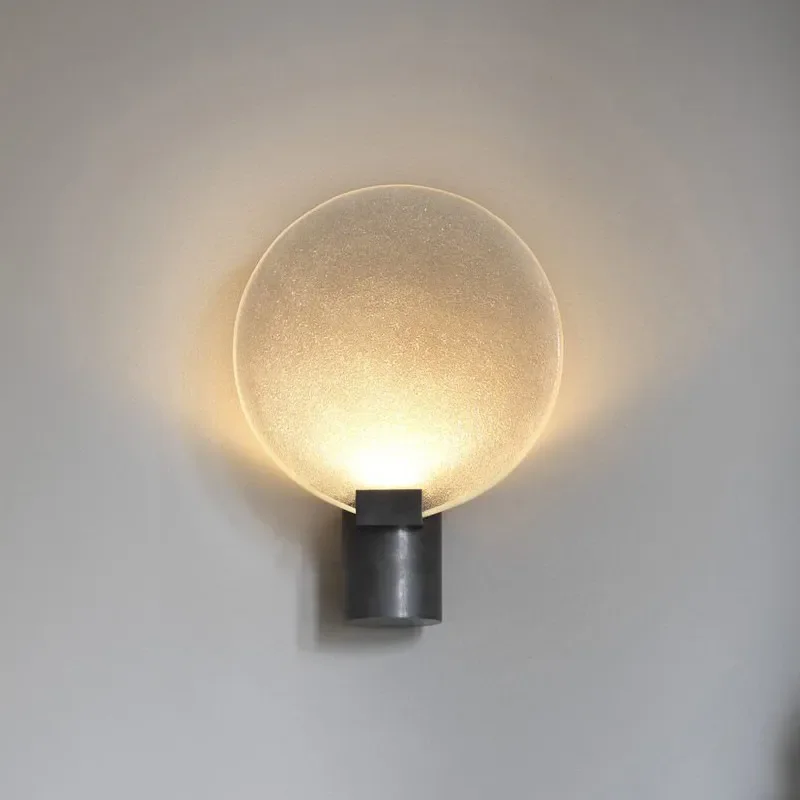 Modern Nordic Brass Wall Lamp Simple Light Luxury Glass Sconce for Bedroom Corridor Hotel Villa Home Decor Aisle Lighting
