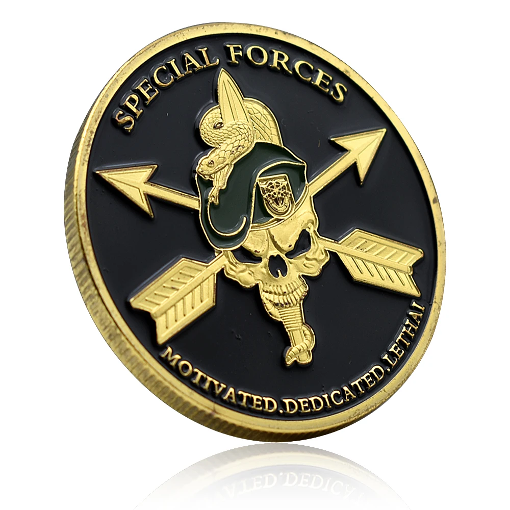 American Army Special Forces Challenge Coin Green Beret Gold-plated Metal Commemorative Coin Collection Gift