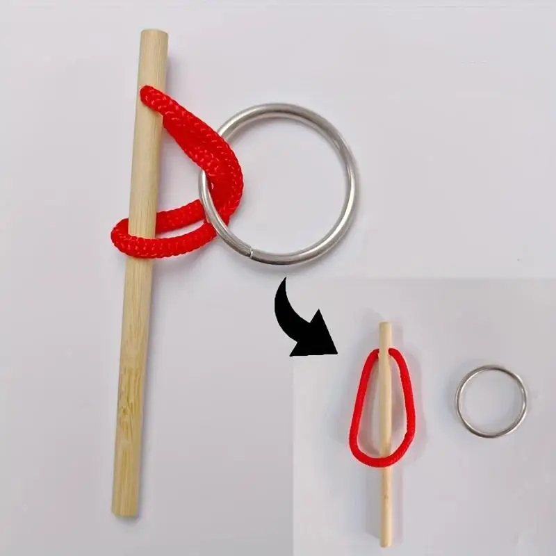 

IQ Stick Magic Wand Puzzle - Rope & Ring Brain Teaser for Cognitive Training, Portable Logic Game for All Ages