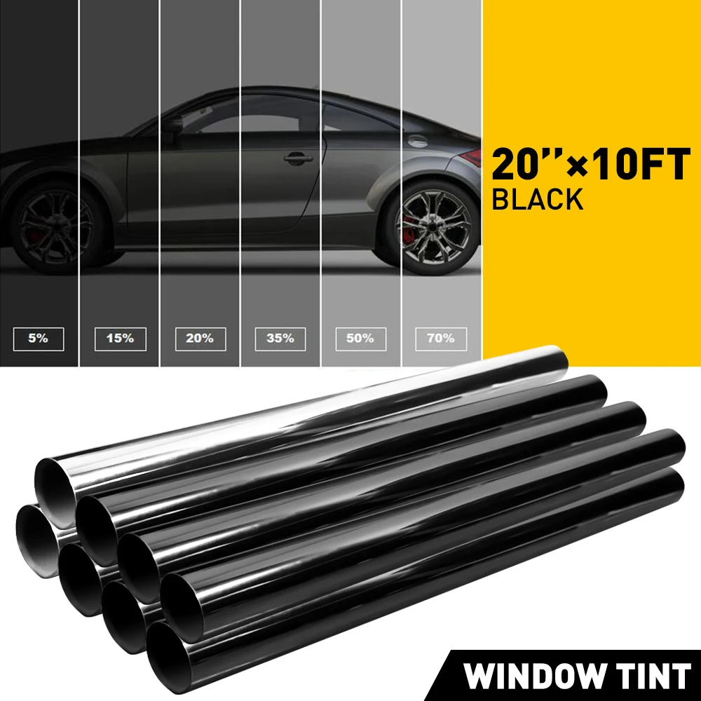 300cmx50cm Black Car Window Foils Tint Film Roll 5% 15% 20% 35% 50% 70% Solar UV Protection Glass Sticker Protector Film