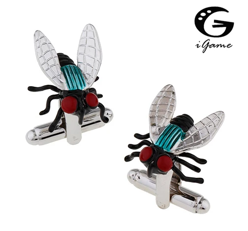 iGame Novelty Cufflinks The Fly Design Muti-color Painting Quality Brass Material Cool Cuff Links  