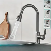 Multifunctional Stream Sprayer Pull Out Kitchen Sink Faucet Alloy Single Handle 360 Degree Rotation Hot Cold Water Mixer Tap