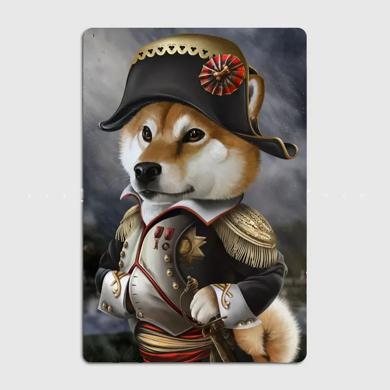 Dog Portraits Emperor Napoleon Shiba Dog Metal Poster Sign Custom Bar Interior Decor Posters Home Wall Decor Room Decoration