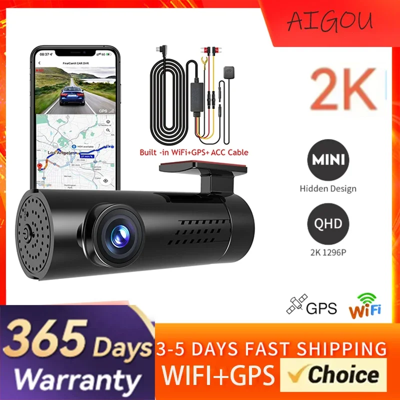 2K Dashcam  WiFi GPS App Control/CVR DVD, G Sensor, Loop Recording, 24 Hour Parking Surveillance Black Box, HD Surv eillance app