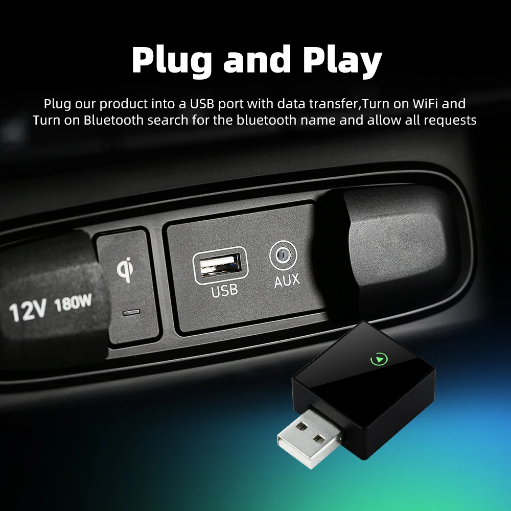 EKIY Carplay แบบมีสายเป็นไร้สาย Carplay Dongle Carplay Ai Smart Magic Box สตรีมมิ่ง Android Auto Wireless Smart Box Adapter