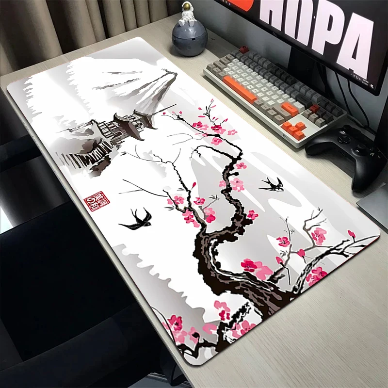 

Mouse Pad Sakura Gamer Computer Accessories Keyboard Table Mat Black Mousepad Company Gaming Laptop Desk Accessory