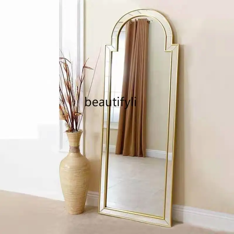 Dressing full-body mirror American floor-to-ceiling wall-mounted home bedroom European retro fitting mirror