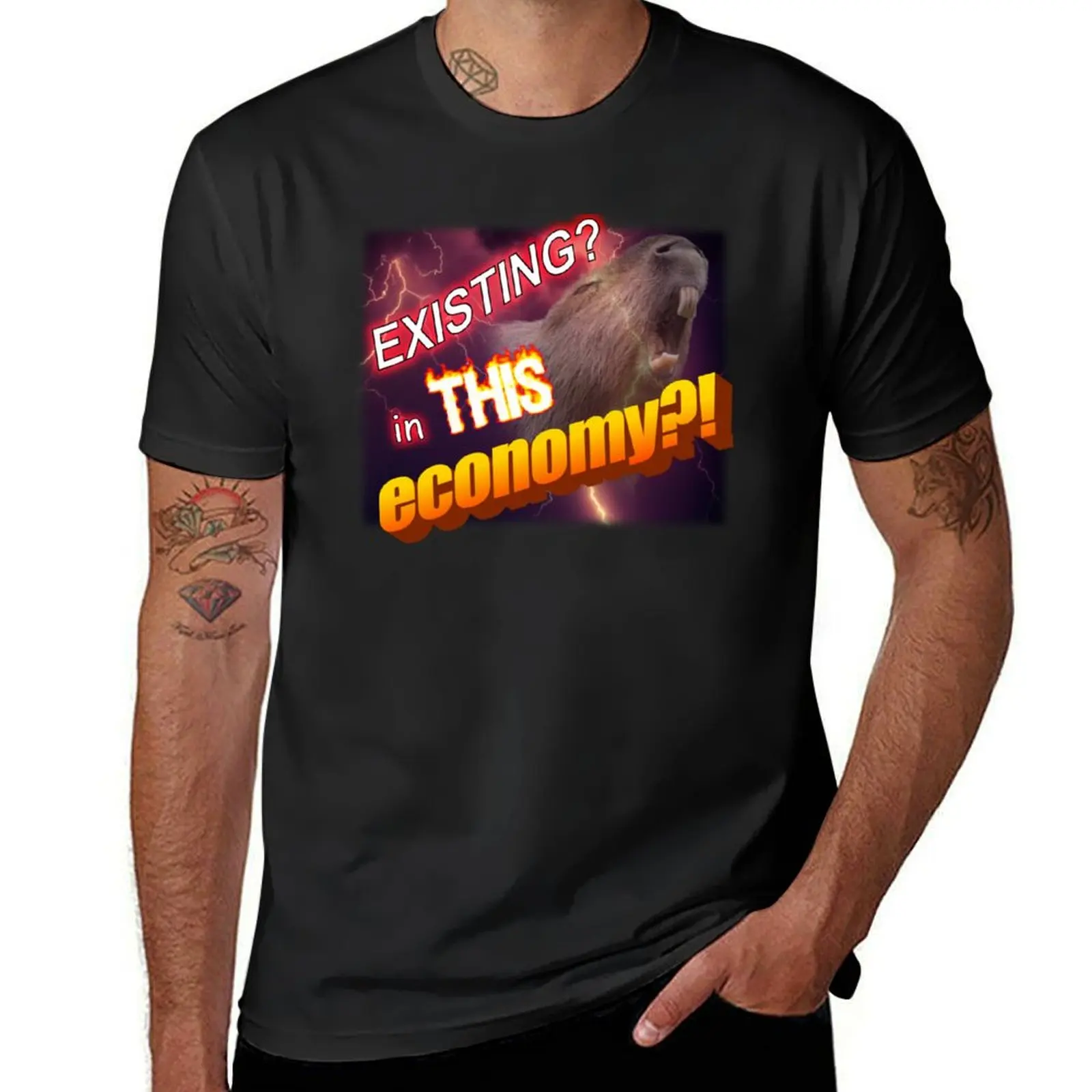 Existing In This Economy Meme T-Shirt shirts graphic tees vintage clothes graphics hippie clothes plain t shirts men