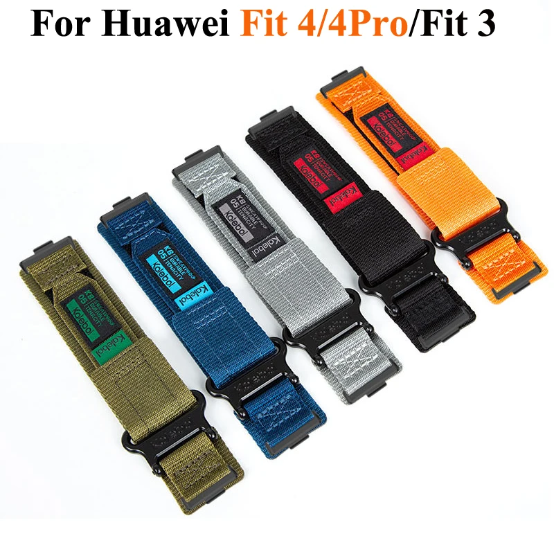 حزام حلقة من النايلون التكتيكي لساعة Huawei Watch Fit 4 3 سوار Correa Sport Watchband لساعة Huawei Watch Fit 4 Pro البديلة