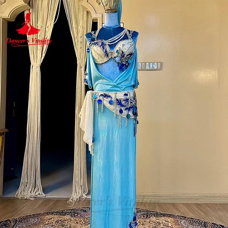 

Belly Dance Performance Costume Suit for Women Senior Bra+robe+belt 3pcs Adult Child Oriental Shaabi Baladi Competiton Dresses