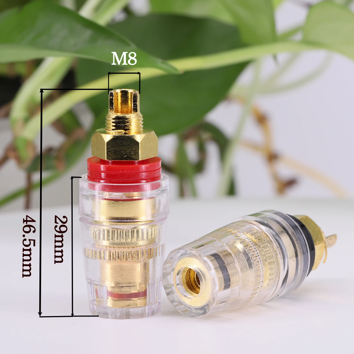 8MM Speaker Terminal Connector Amplifier Audio Spade Binding Post Brass Gold-plated High Current Crystal Terminal Banana Socket