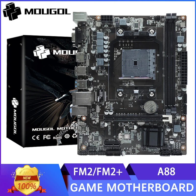 MOUGOL A88 Motherboard AMD Socket FM2+ Support Athlon Series CPU Dual DDR3 M.2 NVme A88M Gaming PC Mainboard New For Desktop