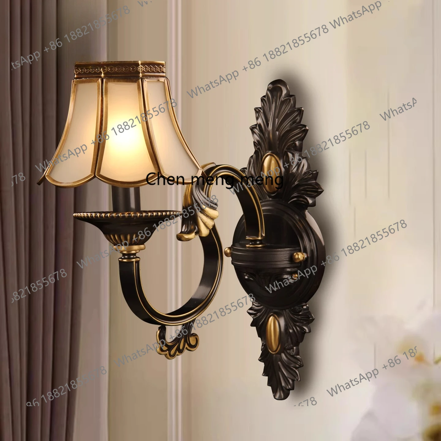 

American black gold wall lamp, living room simple bedroom bedside lamp, single head TV background wall LED lamp