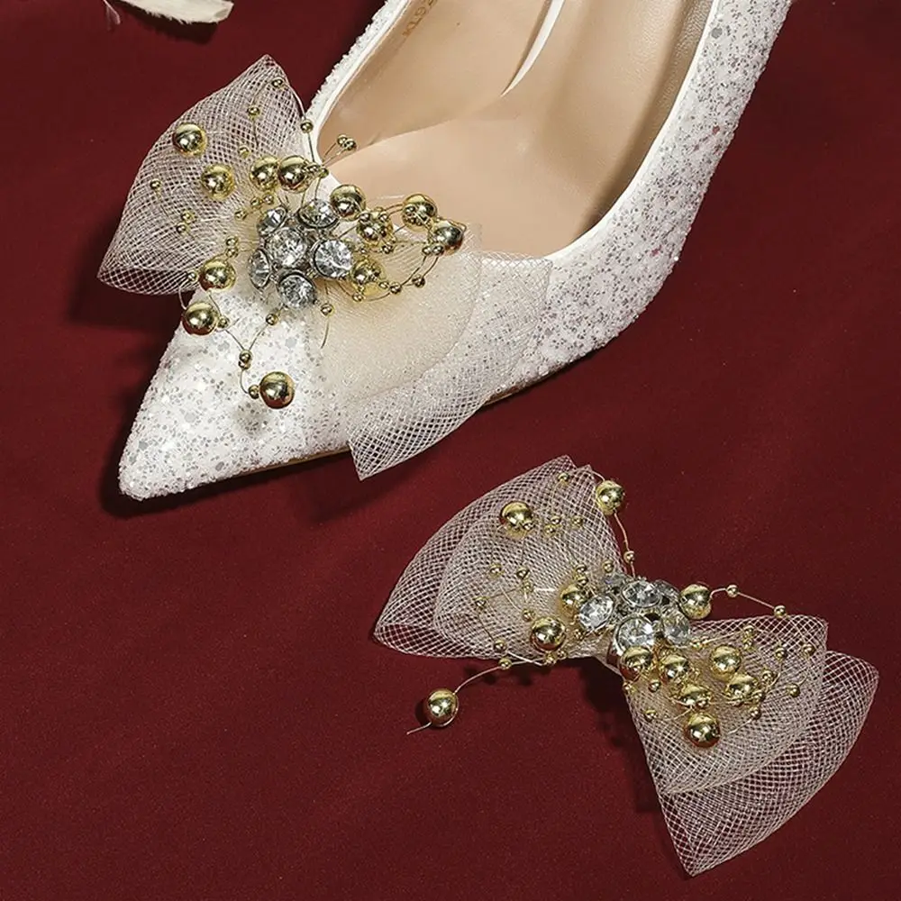 

1PC Handmade Rhinestone Shoes Decorations Shiny Bow Design Shoes Buckle Accessories Bow Shoes Charm Women