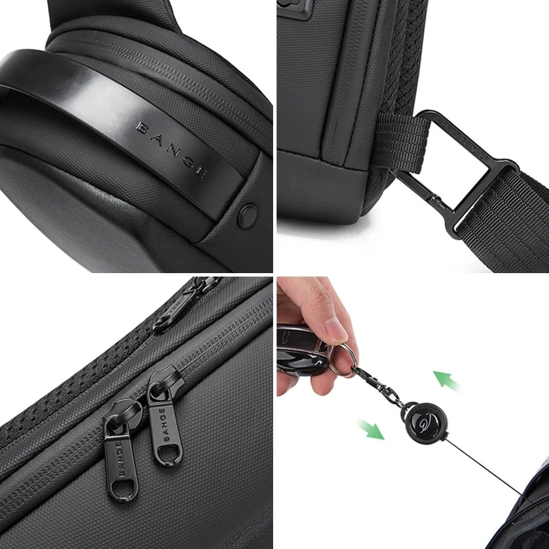 Bange Male Shoulder Bags USB Charging Crossbody Bags Men Anti Theft Chest Bag School Summer Short Trip Messengers Bag