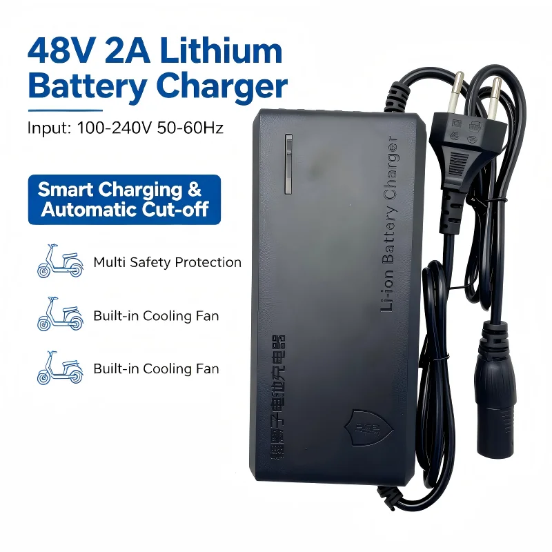 54.6V 2A lithium battery charger for 48V lithium battery pack XLRM 3pins connector