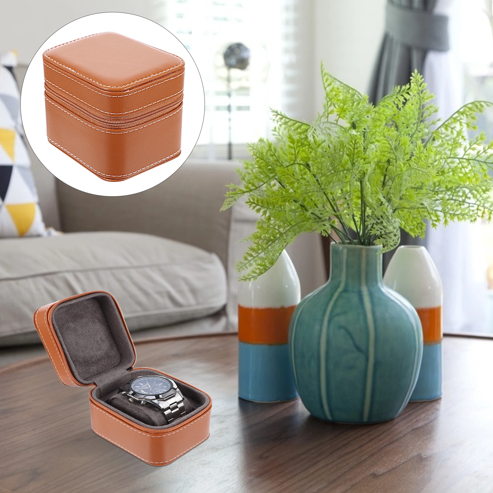 

Luxury Watch Storage Box Container Organizer For Men Women Anti-Dust Scratch Display Portable Single Watch
