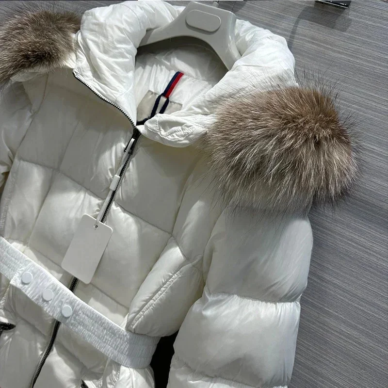 New 2024 Top Luxury Women Down Jacket Slim Fit and Knee Length High-end Fox Fur Collar Thickened s