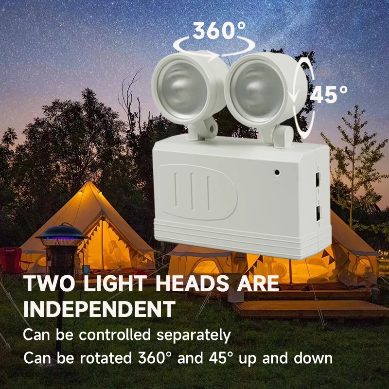 

Double Head Emergency Light Wall-mounted Fire Fighting LED Lamp Rechargeable Portable Work Maintenance Lighting for Power Outage