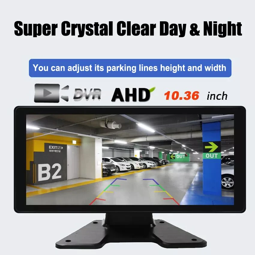 10.36 Inch Quad Screen Monitor Set 4pcs Backup HD Cameras Truck 360 Panorama Parking DVR System Waterproof Reverse Camera for RV