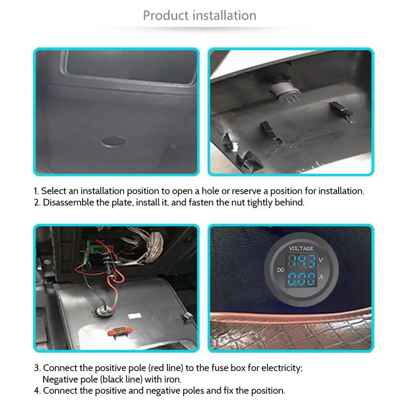 A03Z-3X Car LED Digital Voltmeter DC 12V/24V LED Dual Voltmeter Ammeter Voltage Gauge For Car Boat Universal Waterproof Red